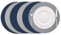 Cookinglife Manteles Individuales - Reversibles - Cuero Vegano - Gris / Azul ø 38 cm - 6 Piezas