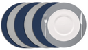 Cookinglife Manteles Individuales - Reversibles - Cuero Vegano - Gris / Azul ø 38 cm - 6 Piezas