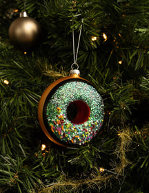 Bola de Navidad Nordic Light Donut marrón/azul 10 cm