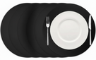 Cookinglife Manteles Individuales - Cuero Vegano - Negro - ø 38 cm - 6 piezas