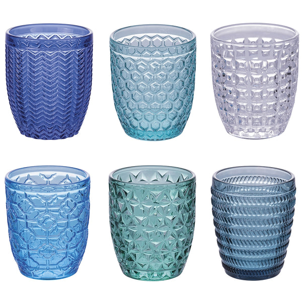Villa d'Este Home vaso de agua Geometrie Ocean - Azul - 350 ml - 6 piezas