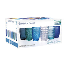 Villa d'Este Home vaso de agua Geometrie Ocean - Azul - 350 ml - 6 piezas