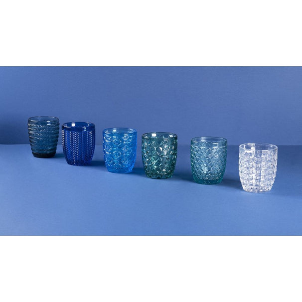 Villa d'Este Home vaso de agua Geometrie Ocean - Azul - 350 ml - 6 piezas