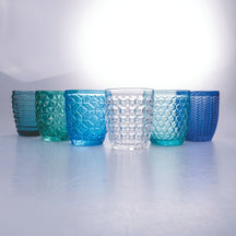 Villa d'Este Home vaso de agua Geometrie Ocean - Azul - 350 ml - 6 piezas