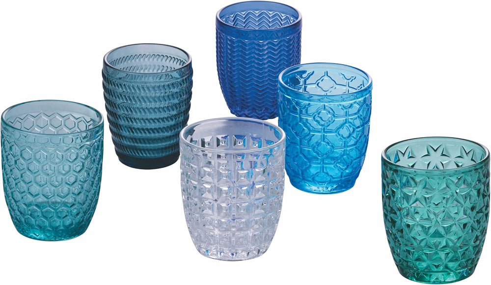 Villa d'Este Home vaso de agua Geometrie Ocean - Azul - 350 ml - 6 piezas