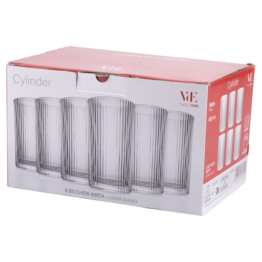 Villa d'Este Home vaso de agua cilindro - transparente - 405 ml - 6 piezas