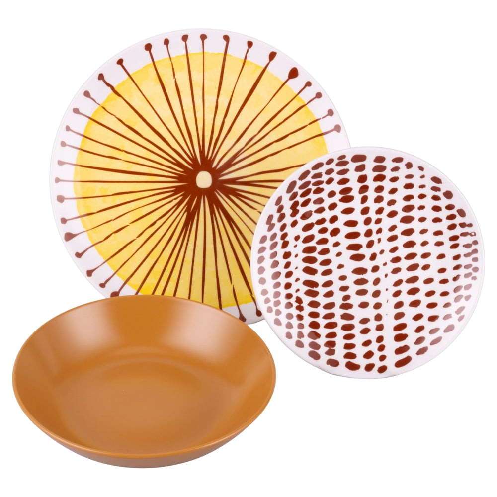 Villa d'Este Home juego de vajilla Marea porcelana 18 piezas / 6 personas - 6 platos de cena, 6 platos de desayuno y 6 platos hondos