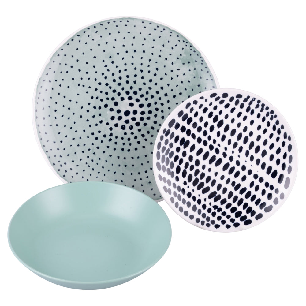 Villa d'Este Home juego de vajilla Marea porcelana 18 piezas / 6 personas - 6 platos de cena, 6 platos de desayuno y 6 platos hondos