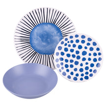 Villa d'Este Home juego de vajilla Marea porcelana 18 piezas / 6 personas - 6 platos de cena, 6 platos de desayuno y 6 platos hondos