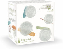 Villa d'Este Home juego de mesa Imperial vidrio 18 piezas / 6 personas - 6 platos de cena, 6 platos de desayuno y 6 platos hondos