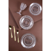 Villa d'Este Home juego de mesa Imperial vidrio 18 piezas / 6 personas - 6 platos de cena, 6 platos de desayuno y 6 platos hondos