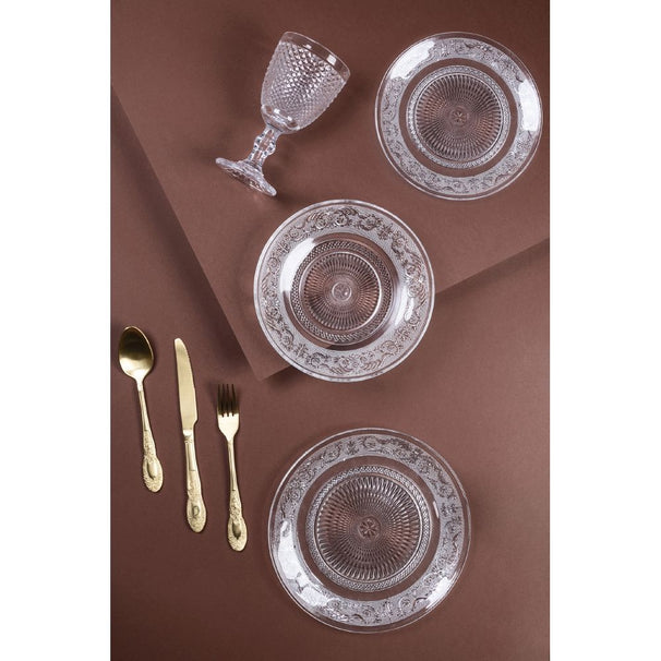 Villa d'Este Home juego de mesa Imperial vidrio 18 piezas / 6 personas - 6 platos de cena, 6 platos de desayuno y 6 platos hondos