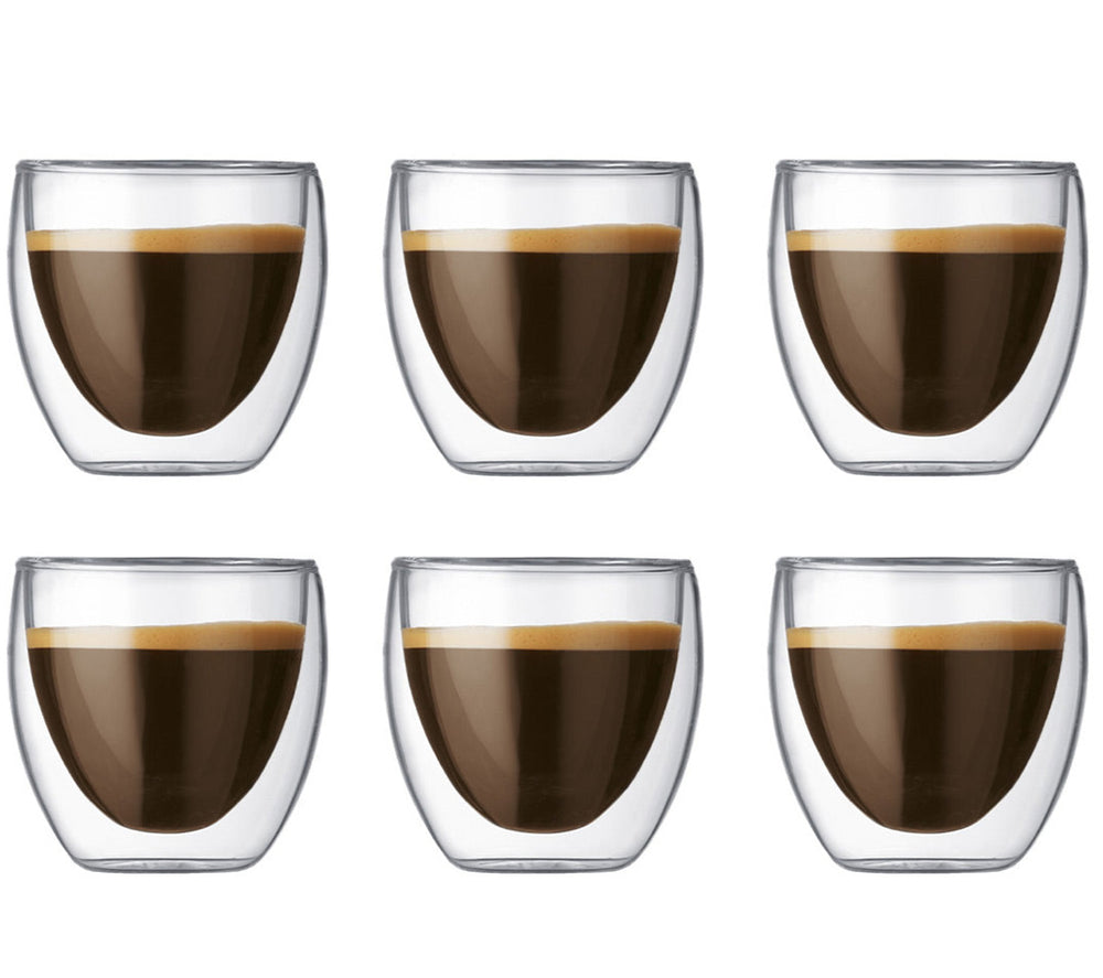 Bodum vaso de espresso de doble pared Pavina - válvula patentada - 80 ml - 6 piezas