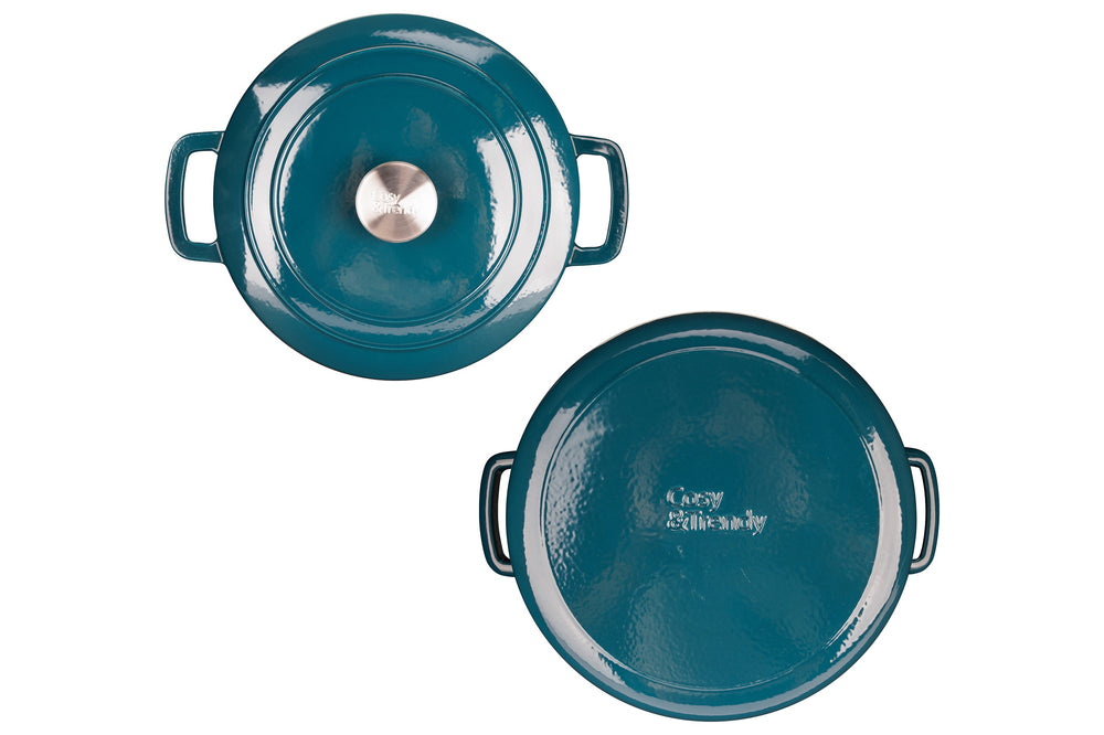 Olla para asar con tapa Fontestic de hierro fundido Green Heron Ø 28 cm / 6.8 litros - capa antiadherente esmaltada