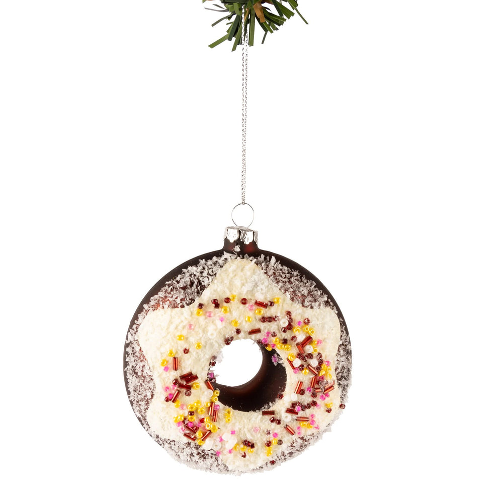 Bola de Navidad Nordic Light Donut blanco/marrón 10 cm