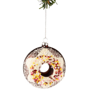 Bola de Navidad Nordic Light Donut blanco/marrón 10 cm