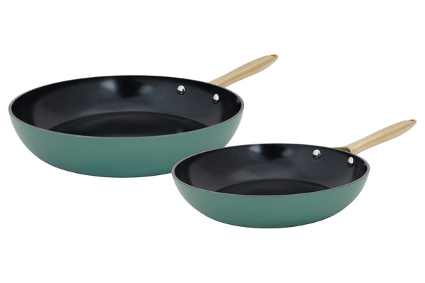 Cookinglife Set de sartenes Style Verde 2 piezas ø 24 y 28 cm - apto para todas las fuentes de calor - revestimiento antiadherente cerámico
