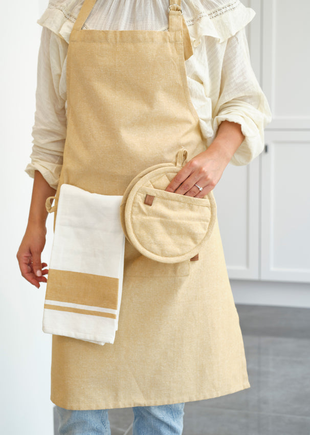 Cosy & Trendy Paños de cocina de tela Ámbar dorado 50 x 70 cm - 3 piezas