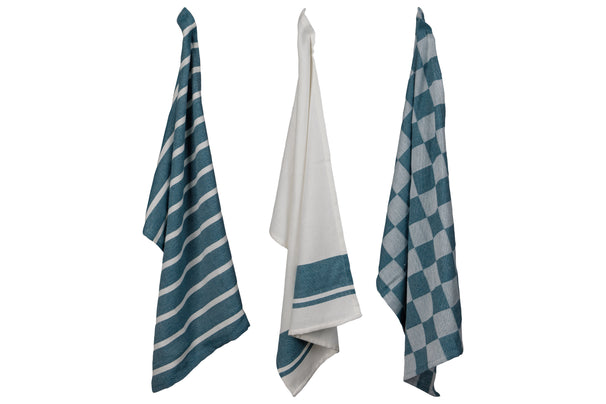 Cosy & Trendy Paños de cocina de tela Garza verde 50 x 70 cm - 3 piezas