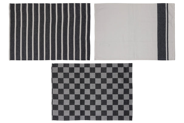 Cosy & Trendy Paños de cocina de tela Chambray negro 50 x 70 cm - 3 piezas