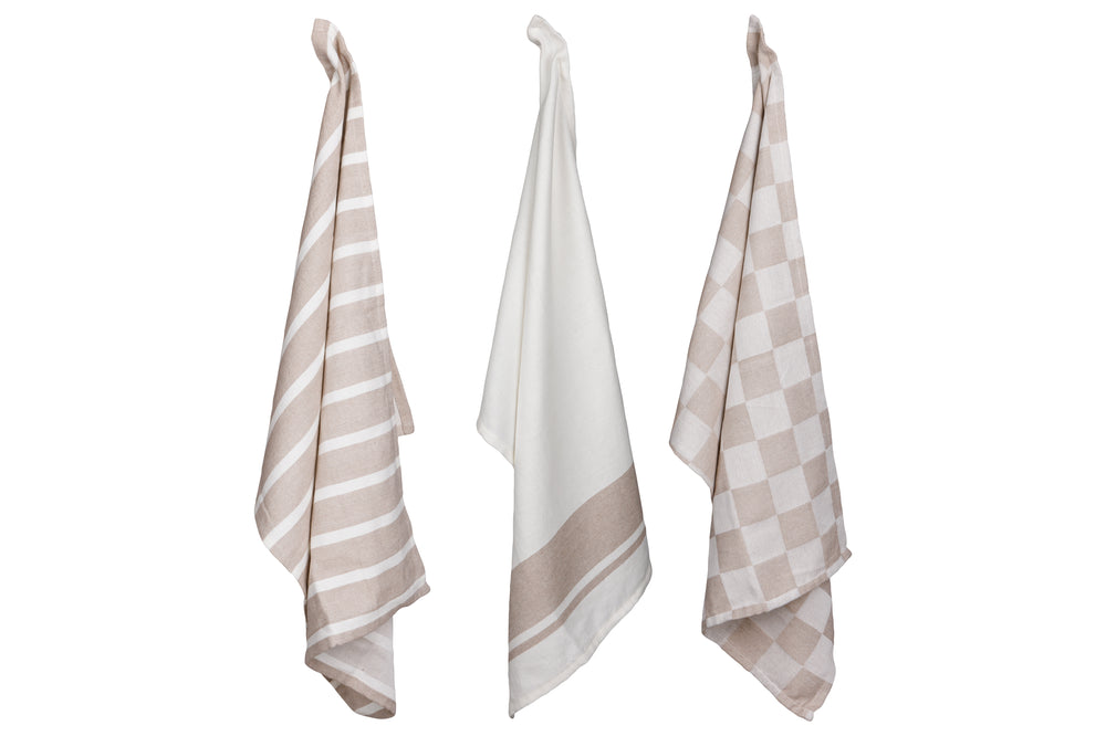 Cosy & Trendy Paños de cocina de tela Arena 50 x 70 cm - 3 piezas