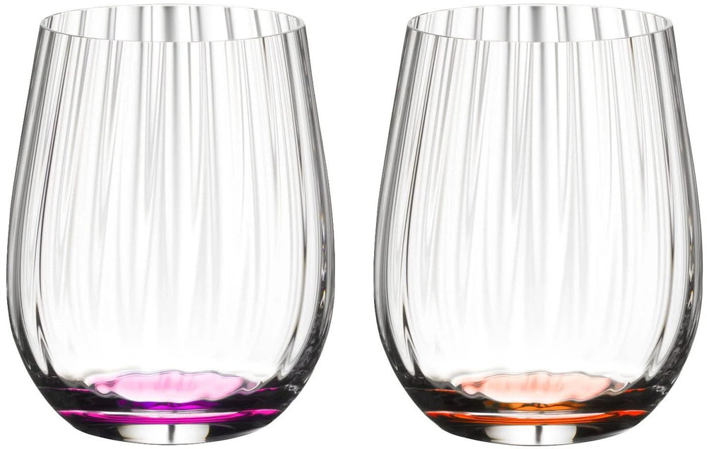 Vaso tumbler óptico Happy O Riedel - con estrías - 337 ml - 4 piezas