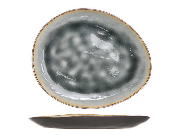 Cosy & Trendy Platos para desayuno / Platos para postre Organic - Laguna Blue Grey - 20 x 16 cm - 4 piezas
