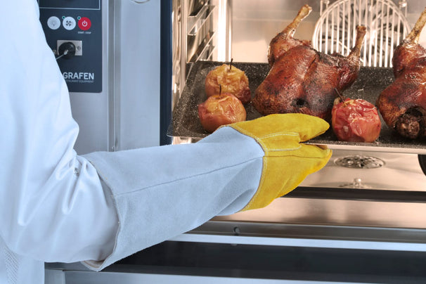 Hendi Guantes BBQ / Guantes de horno XL de cuero 46 cm - 2 piezas