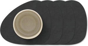 LIND DNA Posavasos Nupo - Cuero - Negro - 13 x 11 cm - 4 piezas