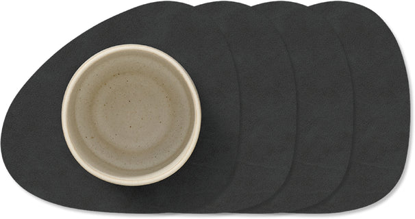 LIND DNA Posavasos Nupo - Cuero - Negro - 13 x 11 cm - 4 piezas