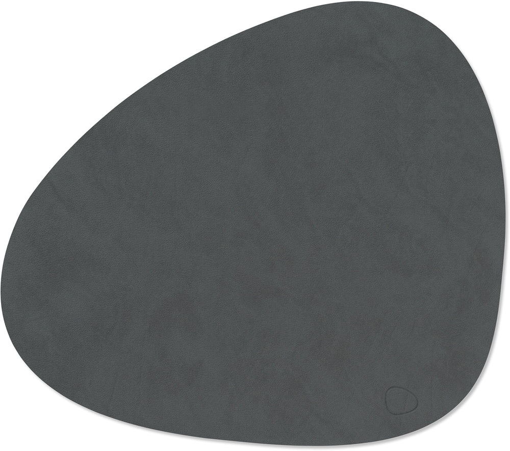 LIND DNA Manteles Individuales Nupo - Cuero - Antracita - Curvado - 44 x 37 cm - 2 Piezas