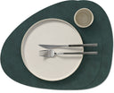 LIND DNA Manteles Individuales Nupo - Cuero - Verde Oscuro - Curvado - 44 x 37 cm - 2 Piezas