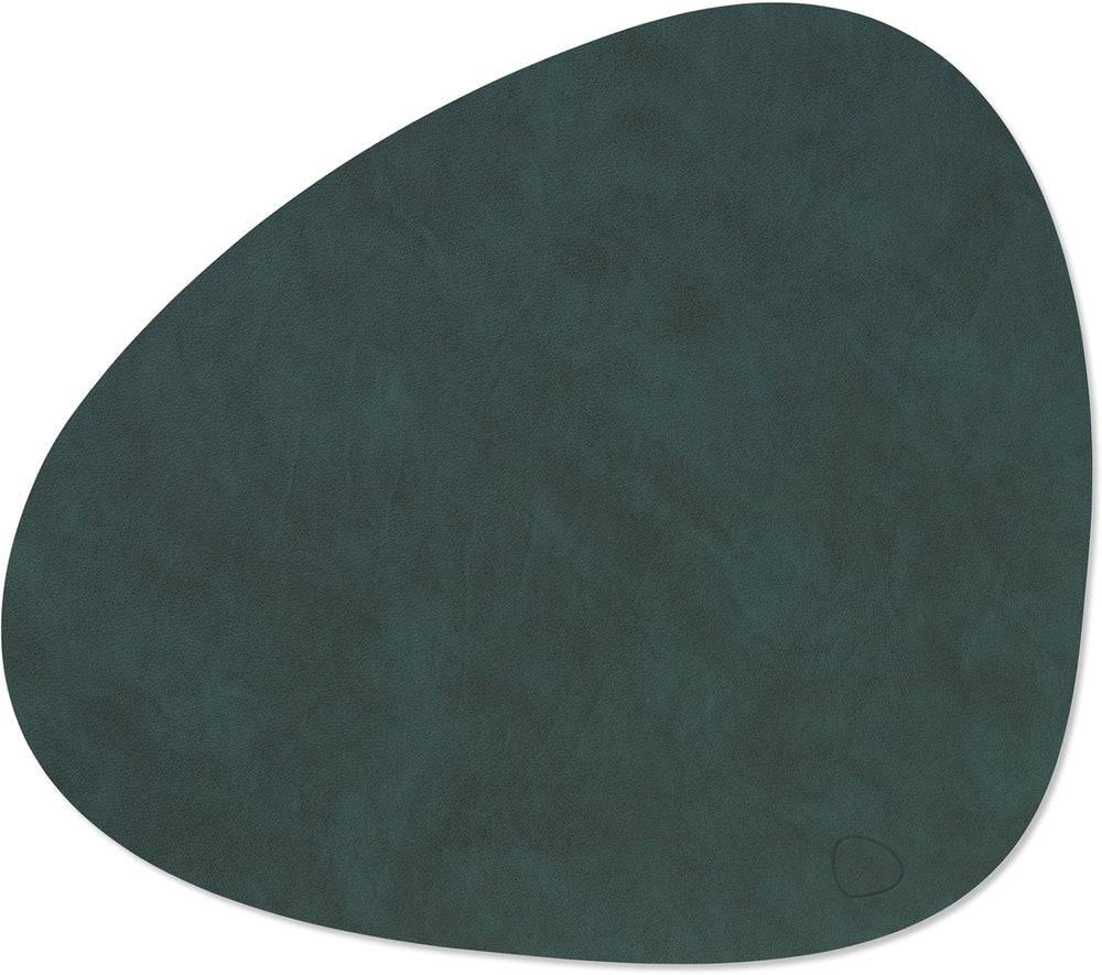 LIND DNA Manteles Individuales Nupo - Cuero - Verde Oscuro - Curvado - 44 x 37 cm - 2 Piezas