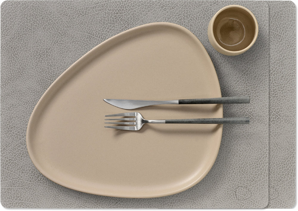LIND DNA Manteles Individuales Hippo - Cuero - Gris Antracita - 45 x 35 cm - 2 Piezas