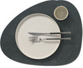 LIND DNA Manteles Individuales Hippo - Cuero - Antracita Negro - Curvado - 44 x 37 cm - 2 Piezas