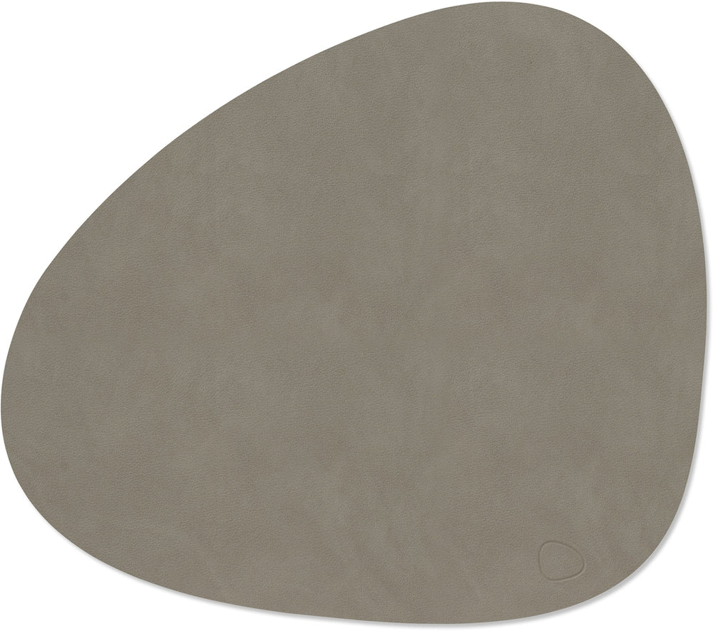 LIND DNA Manteles individuales Nupo - Cuero - Gris Flint - Curvado - 44 x 37 cm - 2 piezas