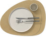 LIND DNA Manteles individuales Nupo - Cuero - Caqui - Curvado - 44 x 37 cm - 2 piezas