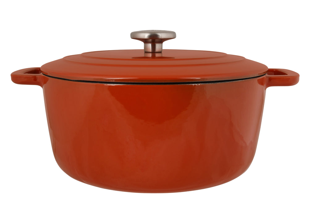 Olla para asar con tapa Fontestic de hierro fundido óxido Ø 28 cm / 6.8 litros - capa antiadherente esmaltada