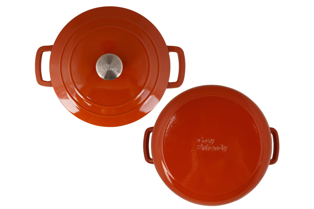 Olla para asar con tapa Fontestic de hierro fundido óxido Ø 28 cm / 6.8 litros - capa antiadherente esmaltada
