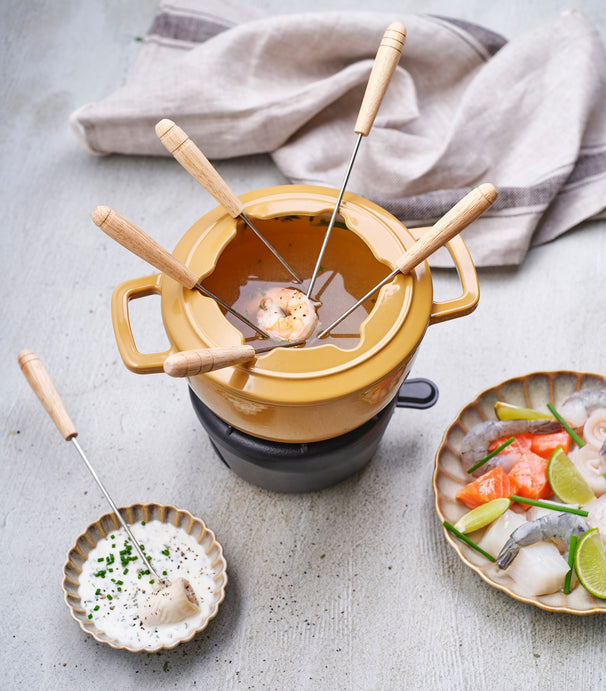 Set de fondue Cosy & Trendy Fontestic Hierro fundido Ámbar Oro - Ø 18 cm