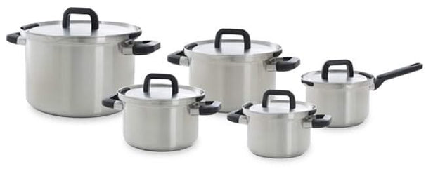 Set de ollas BK Flow Cool 5 piezas - Acero inoxidable - Olla de cocina ø 16, 18, 20, 24 cm y cazo ø 16 cm