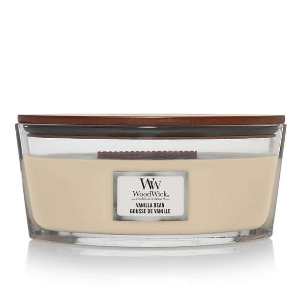 Vela aromática WoodWick Elipse Vainilla - 9 cm / 19 cm - Vela aromática en vidrio - Mecha de madera