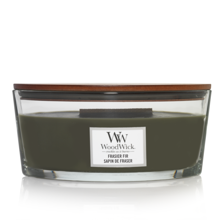 WoodWick Vela aromática Elipse Frasier Fir - 9 cm / 19 cm - Vela en vaso - Mecha de madera