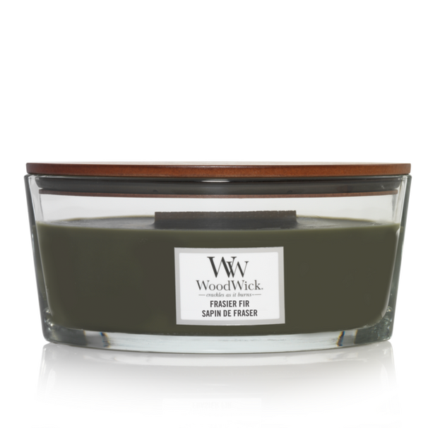 WoodWick Vela aromática Elipse Frasier Fir - 9 cm / 19 cm - Vela en vaso - Mecha de madera
