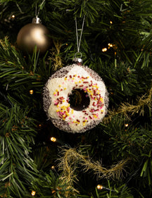 Bola de Navidad Nordic Light Donut blanco/marrón 10 cm