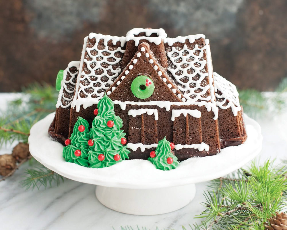 Nordic Ware Tulbandvorm Gingerbread House Bundt Plata - Gietaluminio - 26 x 20 cm