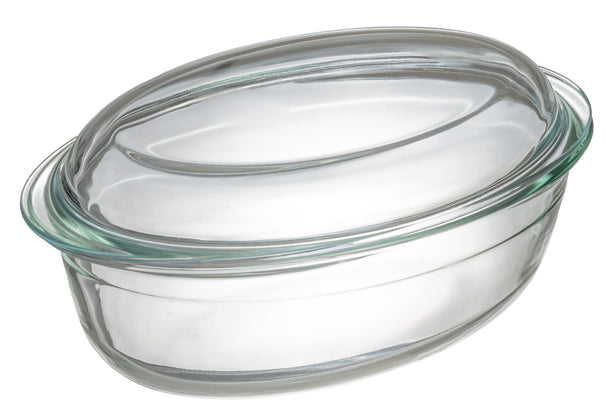 Fuente para horno con tapa de vidrio Sareva - Ovalada - 28 x 19 x 9.5 cm / 4 litros
