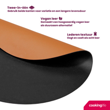 Cookinglife Manteles Individuales - Reversibles - Cuero Vegano - Cognac / Negro ø 38 cm - 6 Piezas
