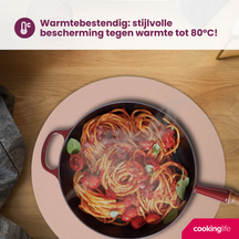 Cookinglife Manteles Individuales - Reversibles - Cuero Vegano - Gris / Rosa ø 38 cm - 6 Piezas