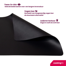 Cookinglife 6 Manteles Individuales + 6 Posavasos - Cuero Vegano - Negro